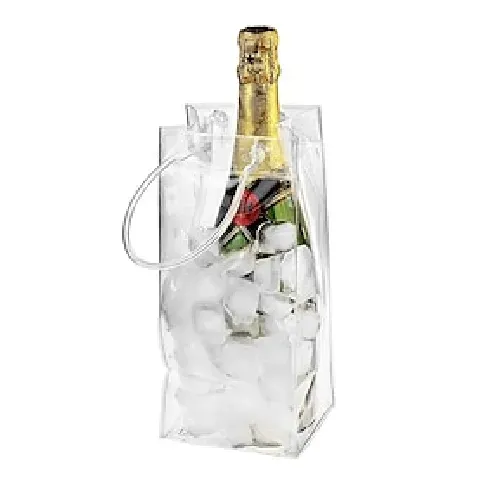 Bilde av best pris isvinpose, klare bærbare sammenleggbare vinkjølevesker med håndtak, pvc-vinposer for champagnekald øl hvitvinskjølte drikker