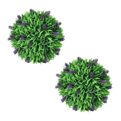 Bilde av best pris vidaXL Kunstige buksbomballer med lavendel sett med 2 stk 30 cm - Kunstig flora - Kunstig plante blomst