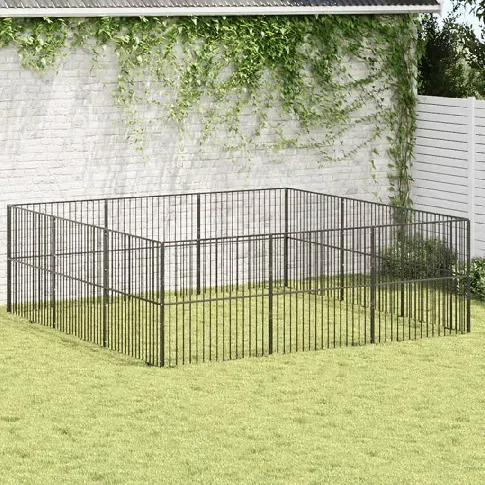 Bilde av best pris vidaXL Lekegrind for hunder 12 paneler svart galvanisert stål