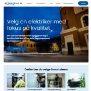 Skjermbilde av nettsiden til Smartstrøm AS